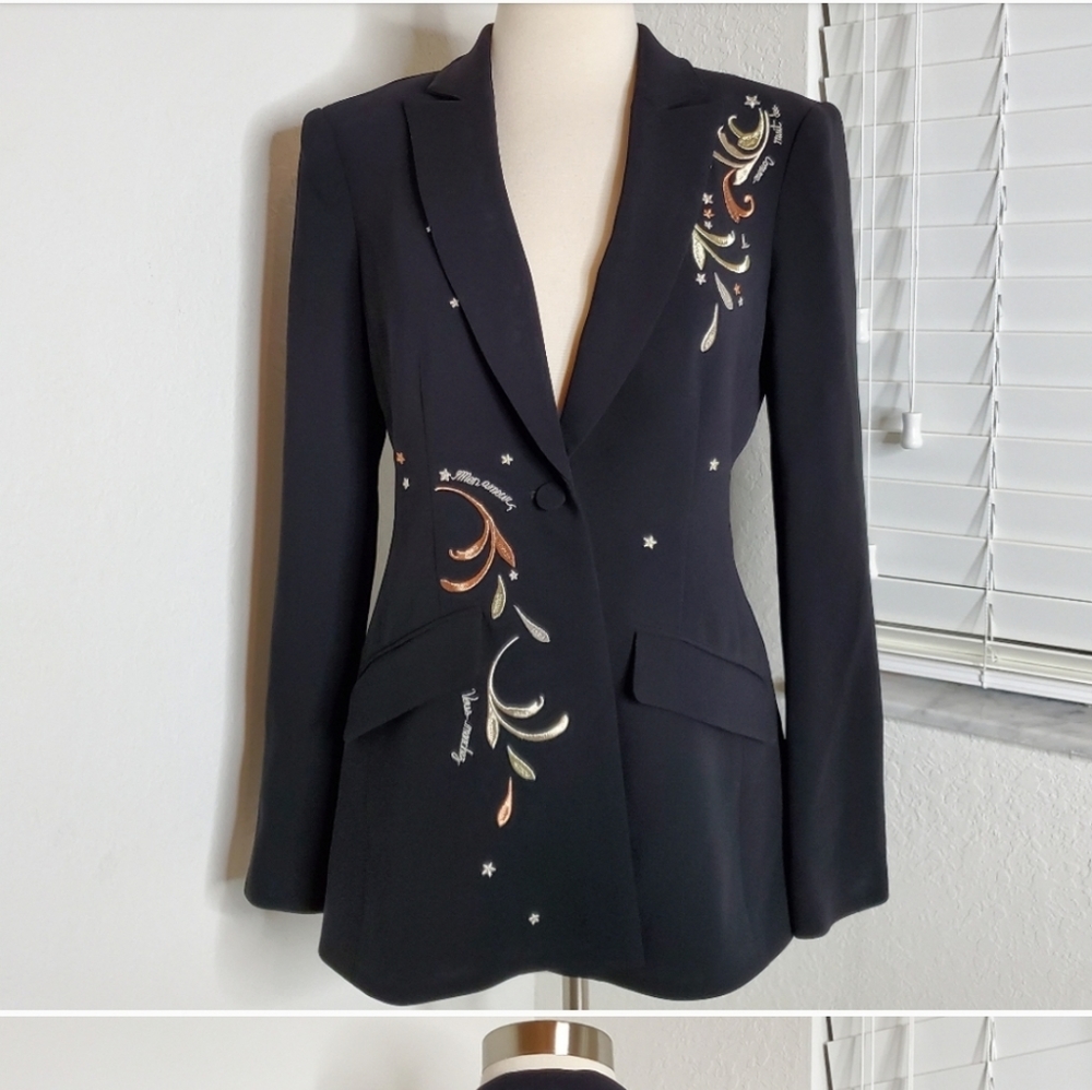 •CINQ A SEPT• Estelle Embroidered Black Blazer 4.